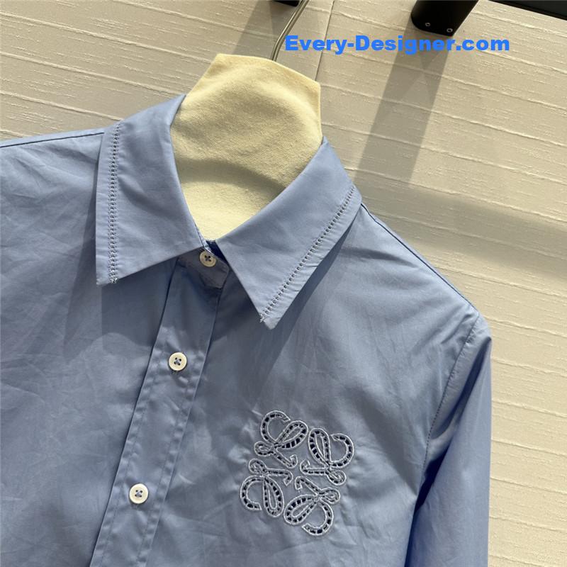 L0ew* hollow embroidery short shirt replica clothing sites