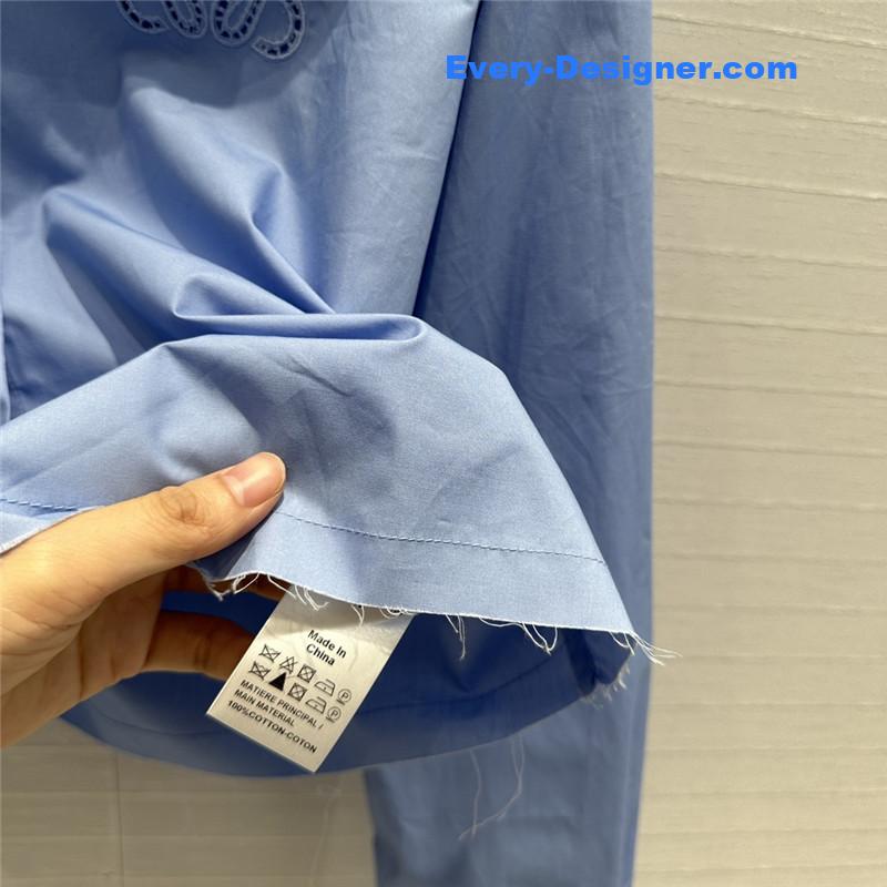 L0ew* hollow embroidery short shirt replica clothing sites