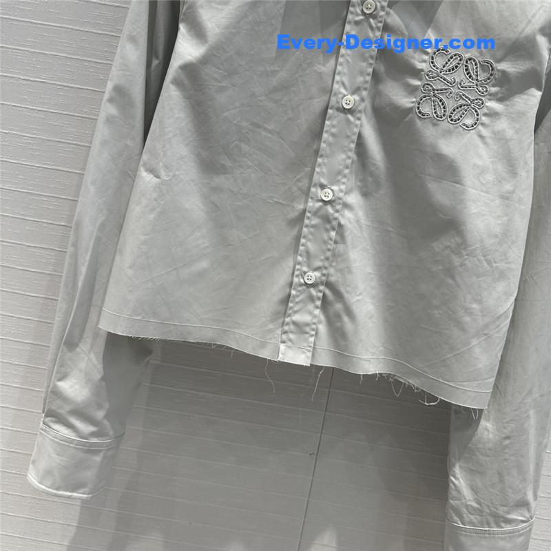 L0ew* hollow embroidery short shirt replica clothing sites