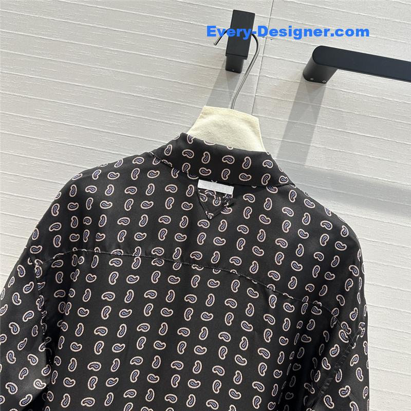 Pra*a cashew print silk shirt replicas clothes