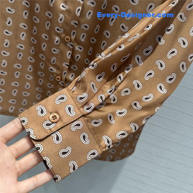 Pra*a cashew print silk shirt replicas clothes