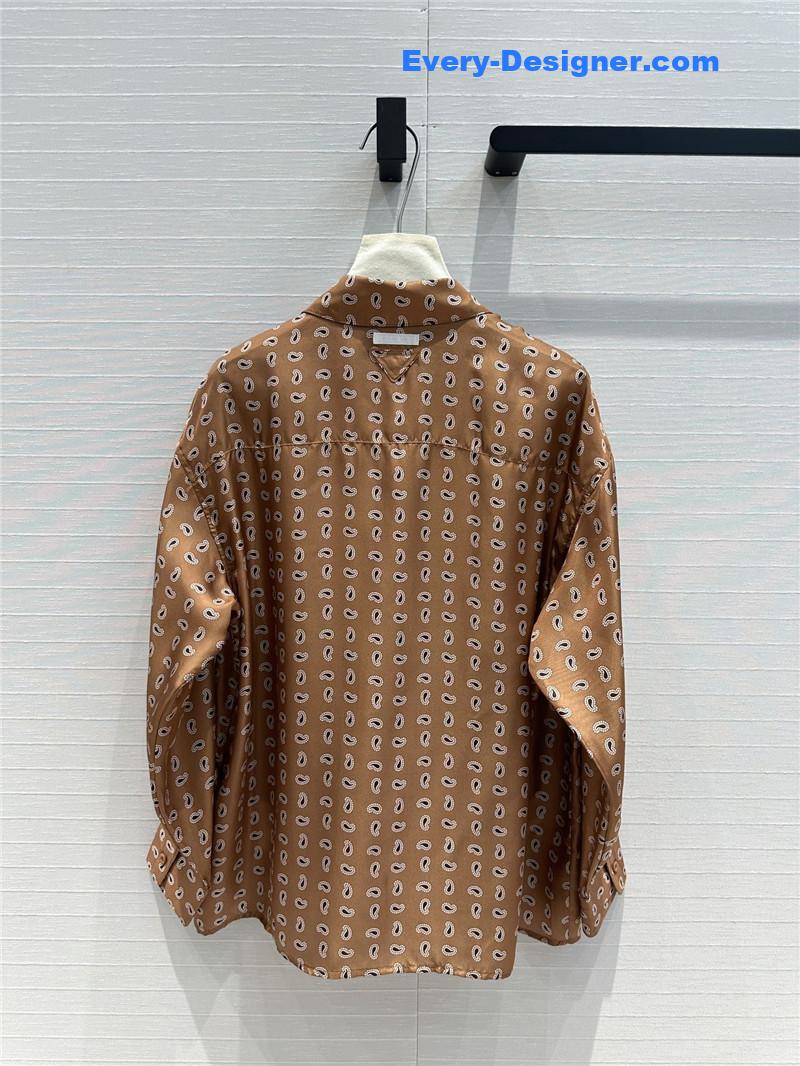 Pra*a cashew print silk shirt replicas clothes