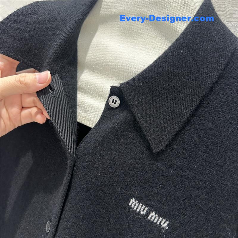 M1um1u letter cashmere lapel cardigan small coat replicas clothes