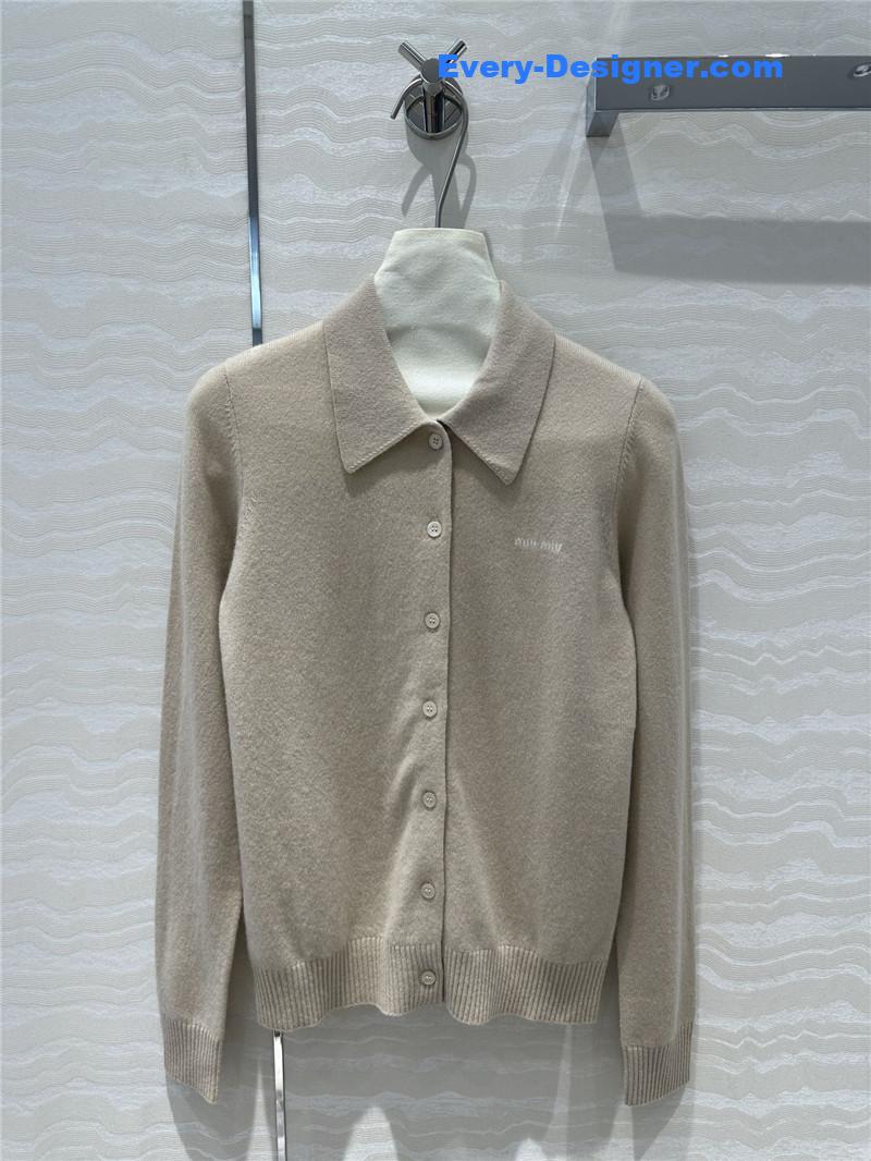 M1um1u letter cashmere lapel cardigan small coat replicas clothes