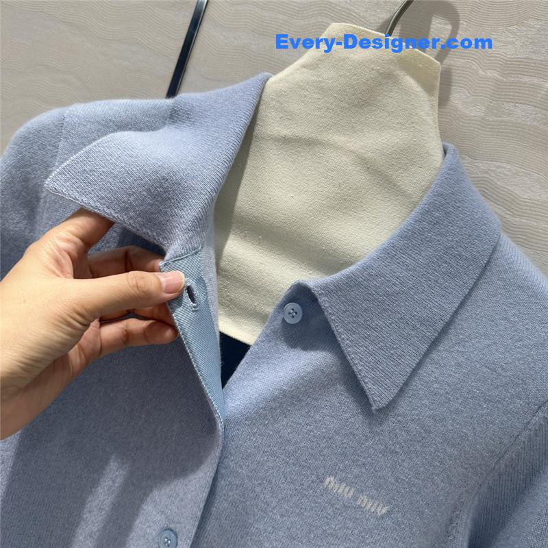 Miu Miu Light Blue Cashmere Cardigan