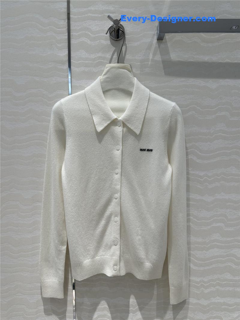 M1um1u letter cashmere lapel cardigan small coat replicas clothes