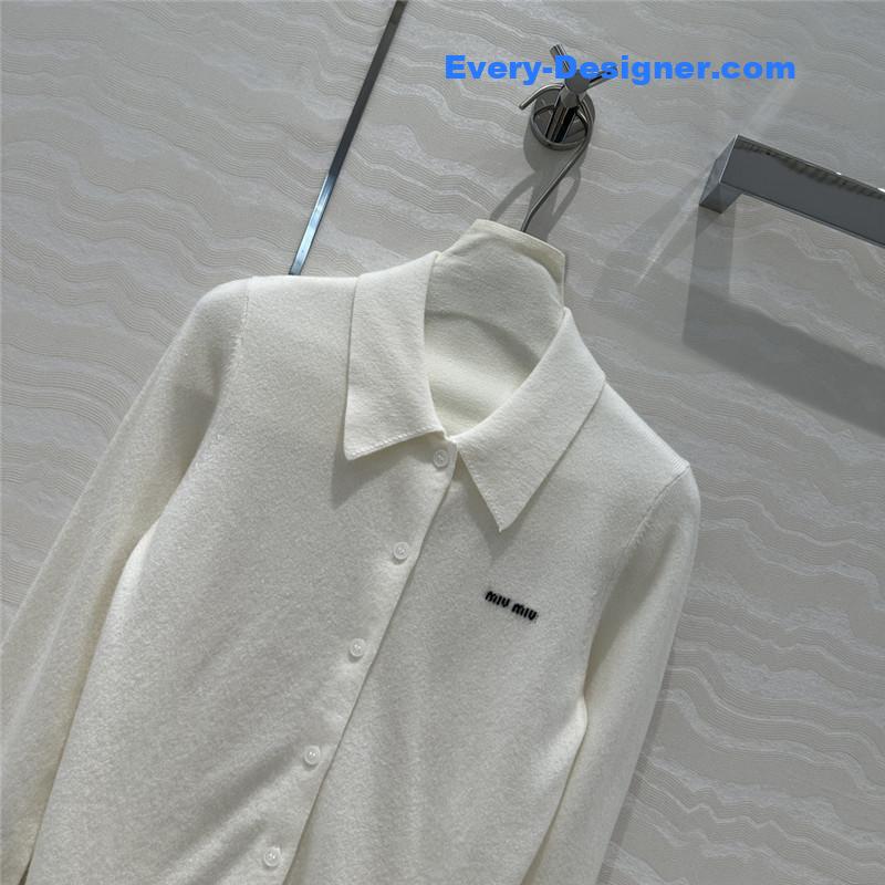 M1um1u letter cashmere lapel cardigan small coat replicas clothes