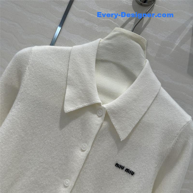 M1um1u letter cashmere lapel cardigan small coat replicas clothes