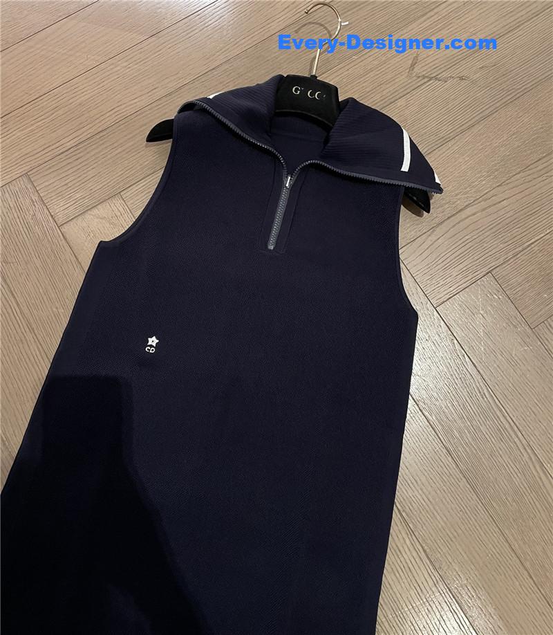 D10r navy collar knitted dress cheap replica designer clothes
