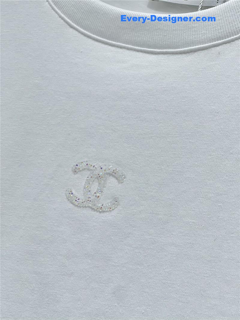 Ch**el mesh stitching long-sleeved straight t-shirt replicas clothes