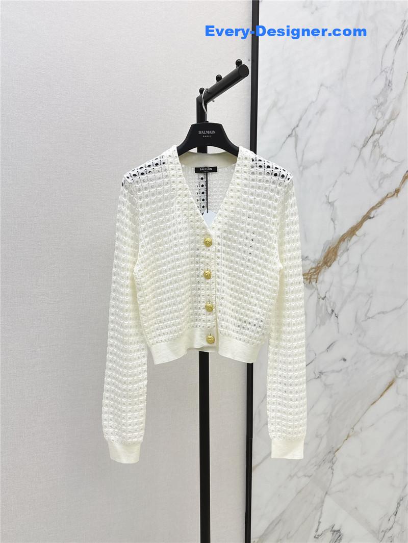 Balmain hollow knit cardigan replica clothes