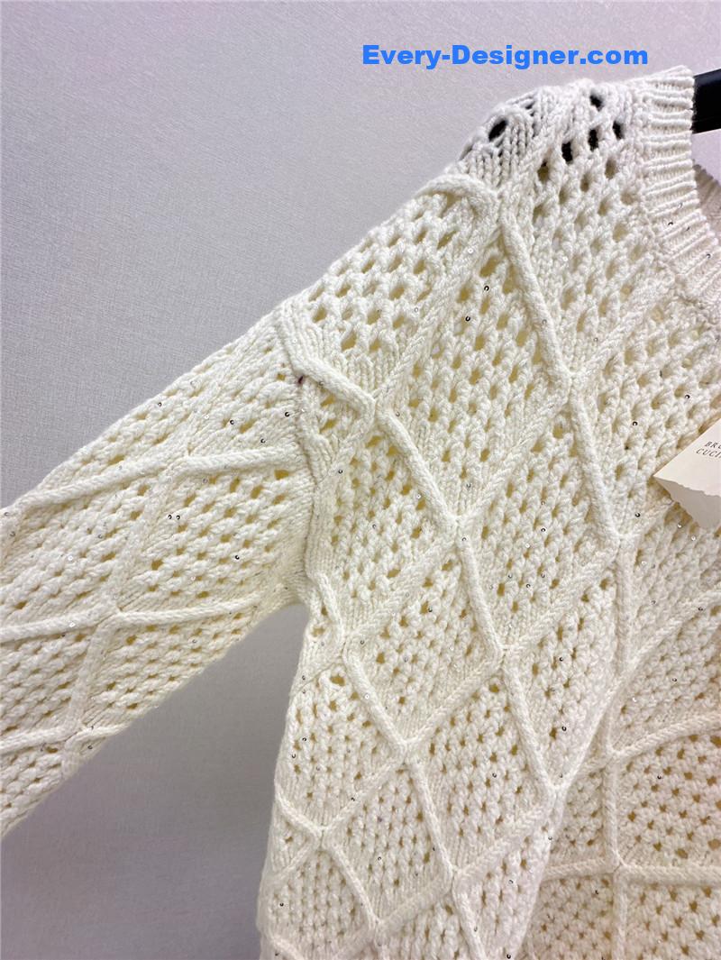 bc D1am0nd hollow crochet round neck sweater replica clothes