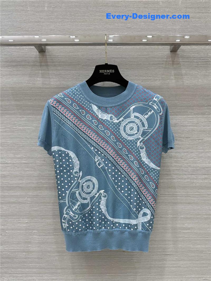 H**me5 silk cashmere short-sleeved top replica clothes