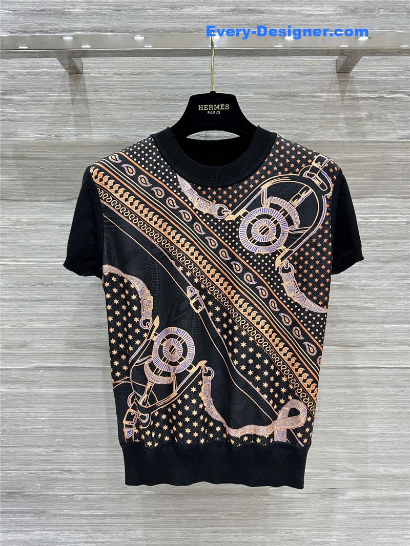 H**me5 silk cashmere short-sleeved top replica clothes