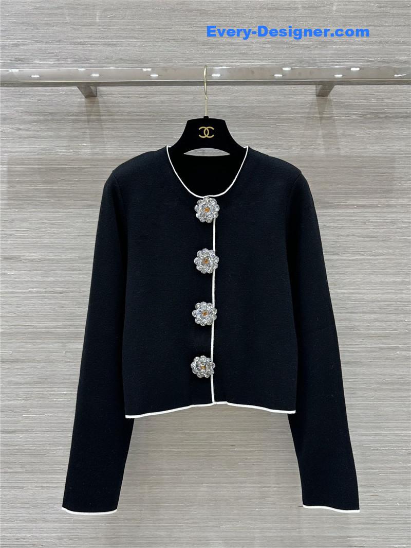 Ch**el floral button crew neck cardigan replica d&g clothing