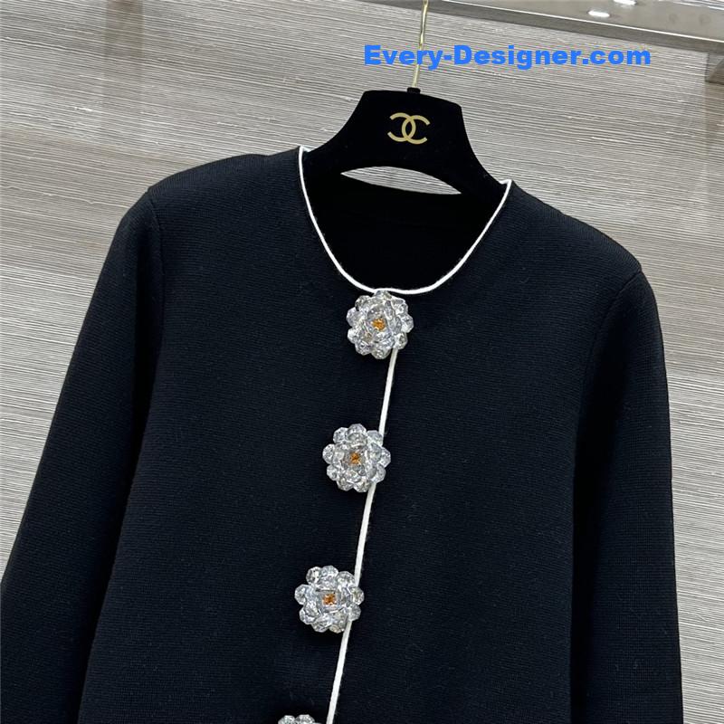 Ch**el floral button crew neck cardigan replica d&g clothing