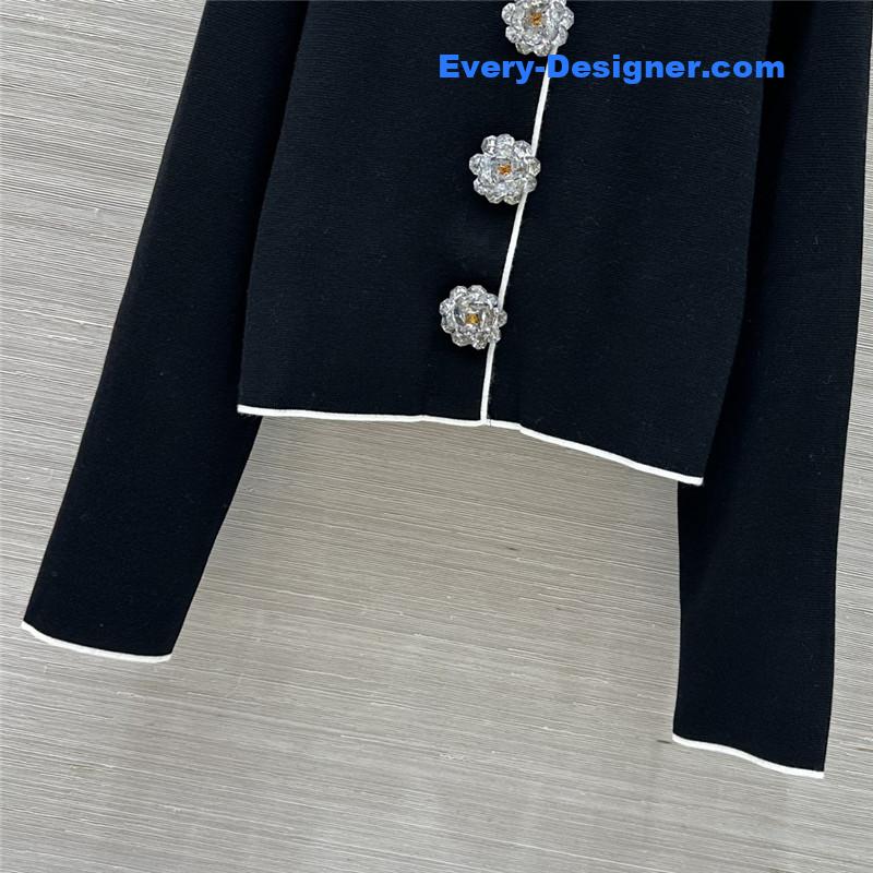 Ch**el floral button crew neck cardigan replica d&g clothing