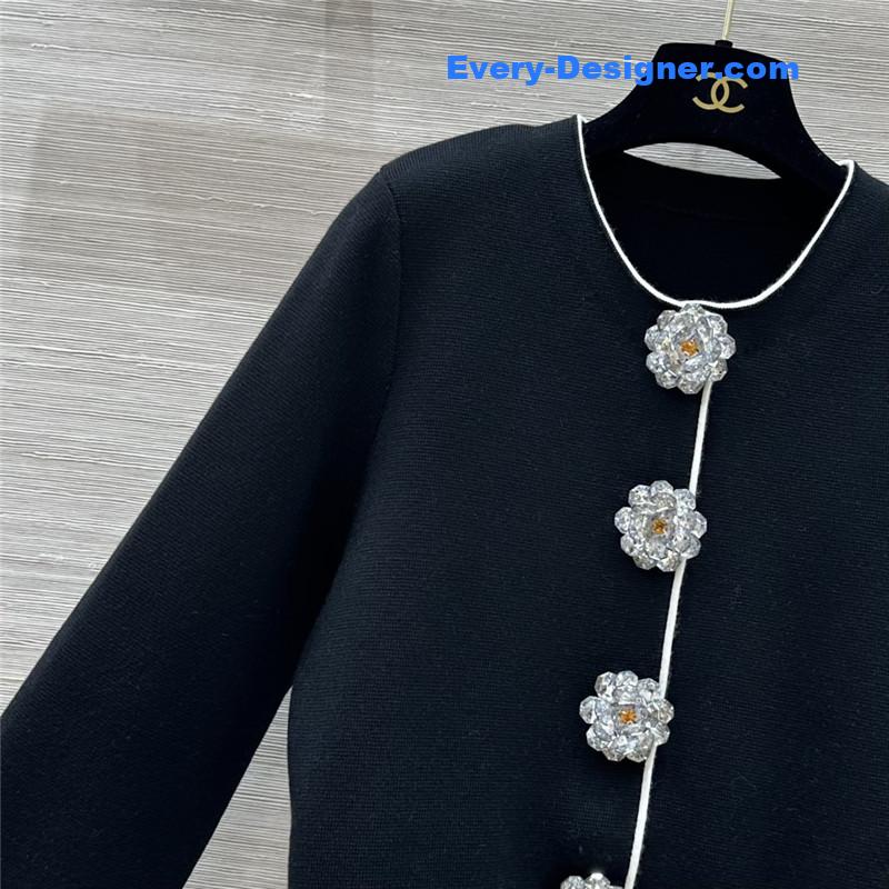 Ch**el floral button crew neck cardigan replica d&g clothing