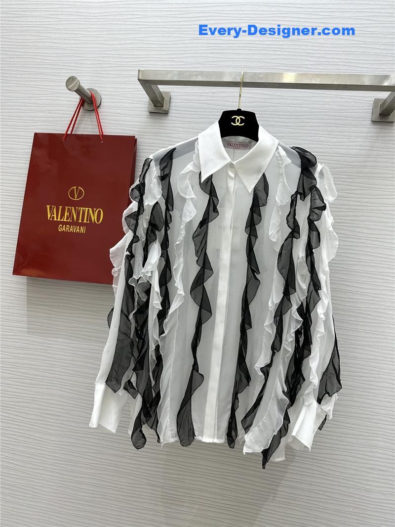 Va1e*ntin0 ruffle trim silk shirt replica d&g clothing