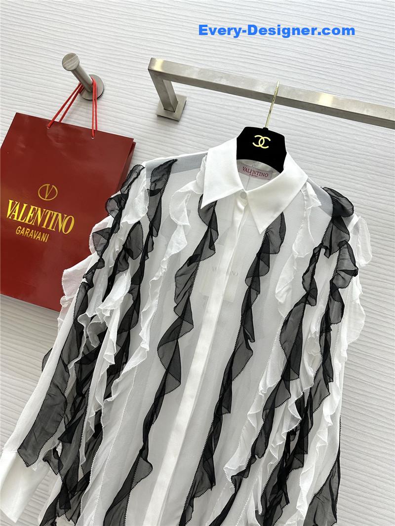 Va1e*ntin0 ruffle trim silk shirt replica d&g clothing