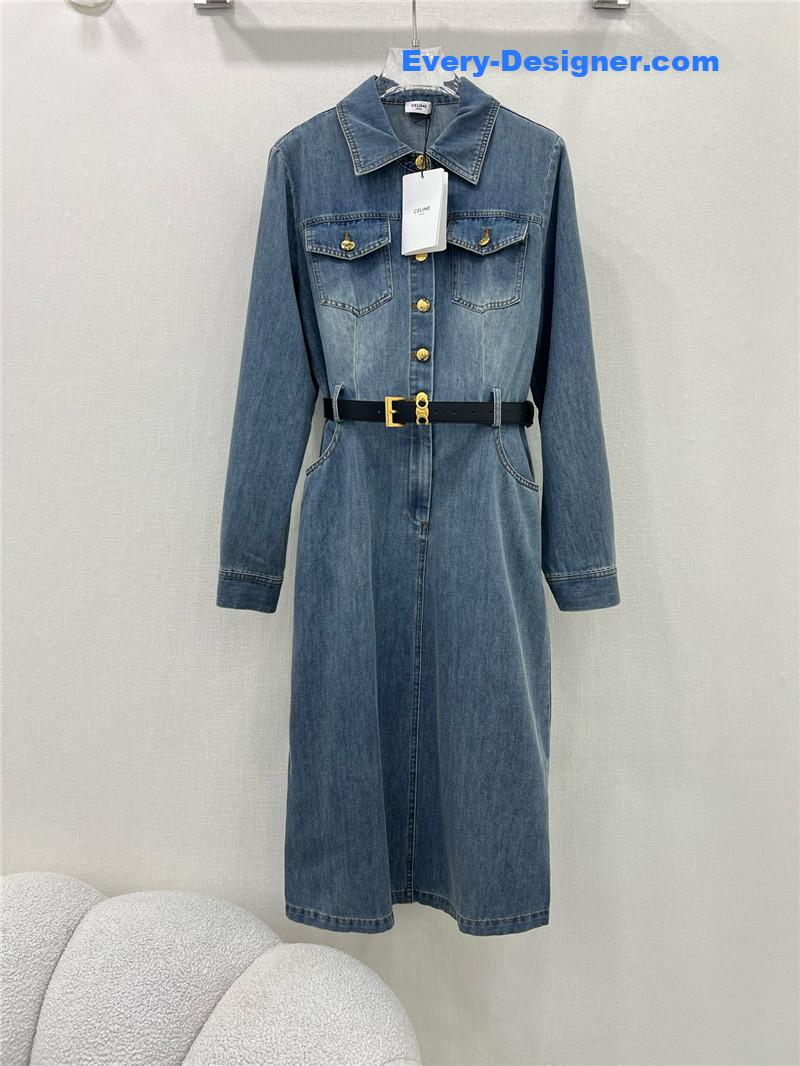 Ce1i*e denim long sleeve dress replica clothing sites