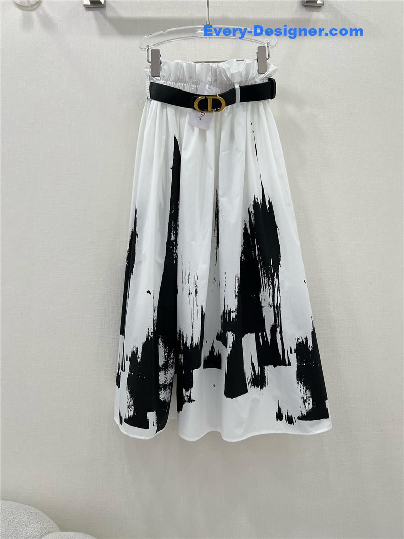 D10r pleated ink painting long skirt replica d&g clothing