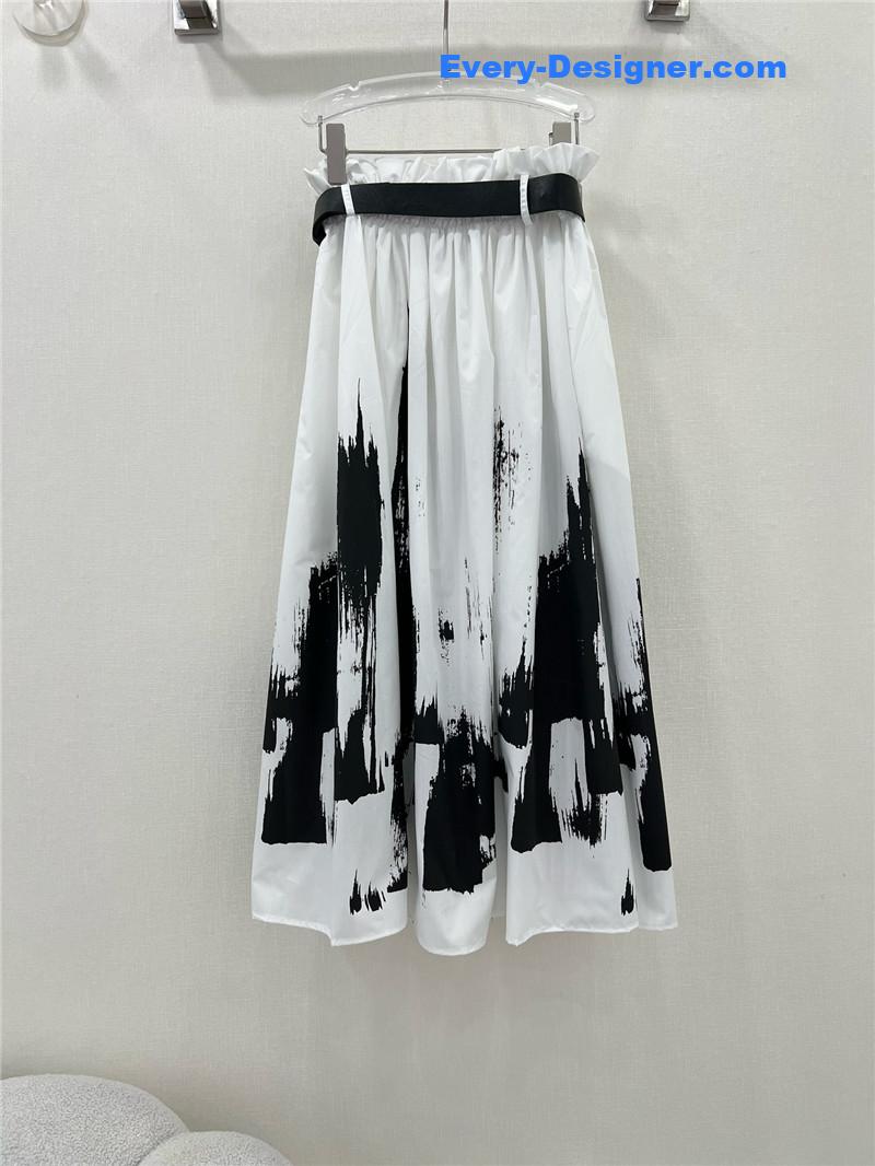 D10r pleated ink painting long skirt replica d&g clothing
