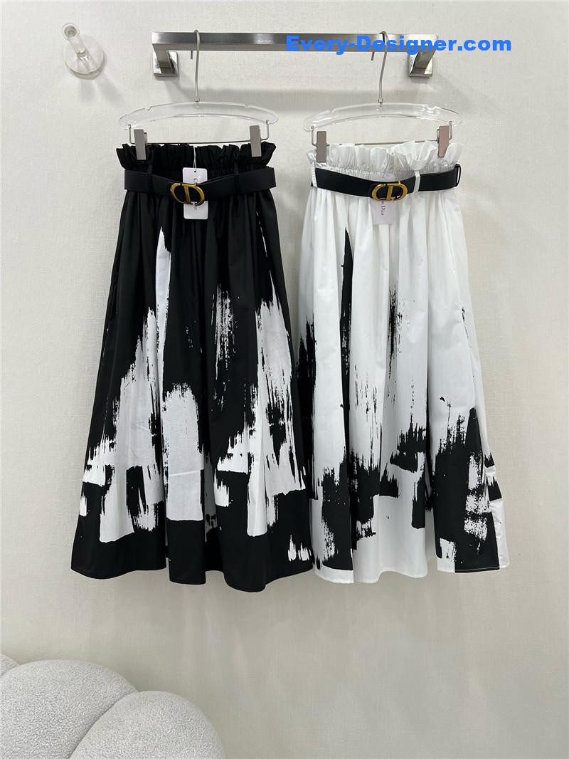 D10r pleated ink painting long skirt replica d&g clothing