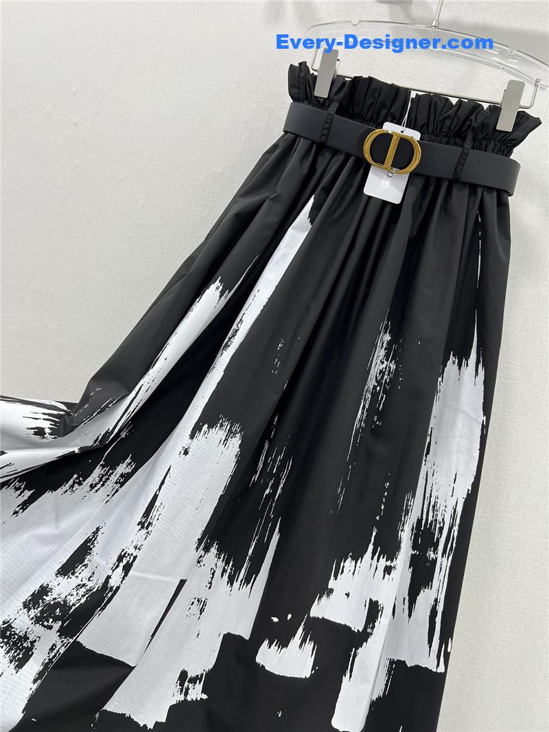 D10r pleated ink painting long skirt replica d&g clothing