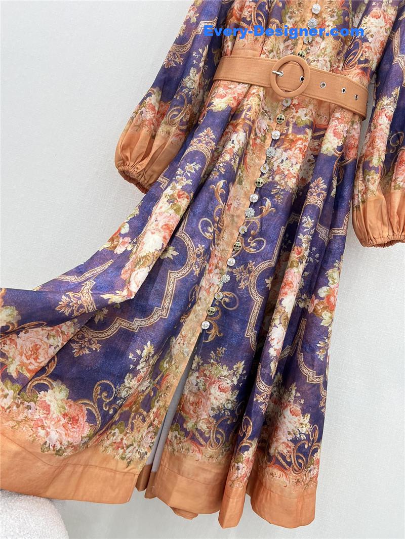 zimm lantern sleeve long dress replica d&g clothing