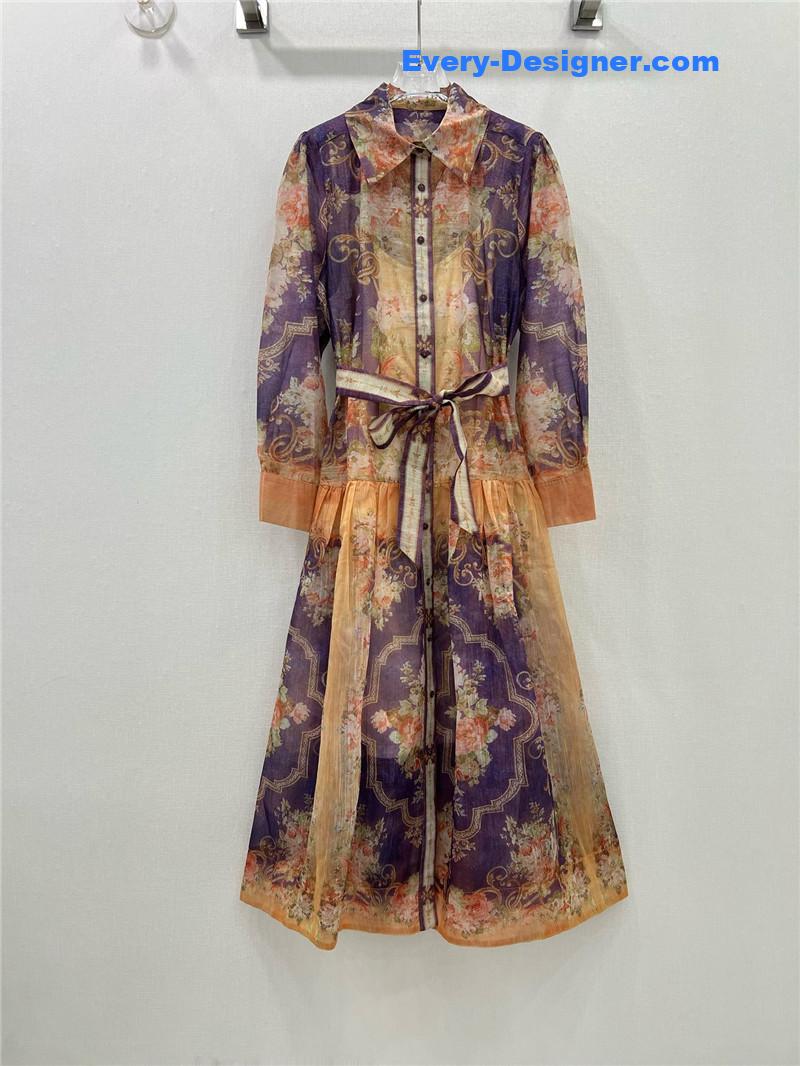 zimm ethnic print floral pattern dress replica clothes