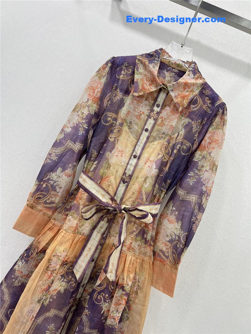 zimm ethnic print floral pattern dress replica clothes