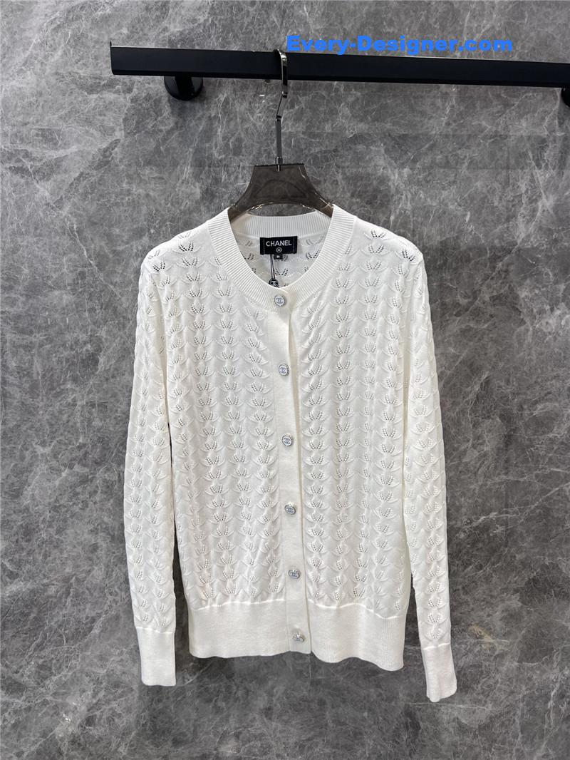Ch**el single-breasted hollow knit cardigan replica d&g clothing