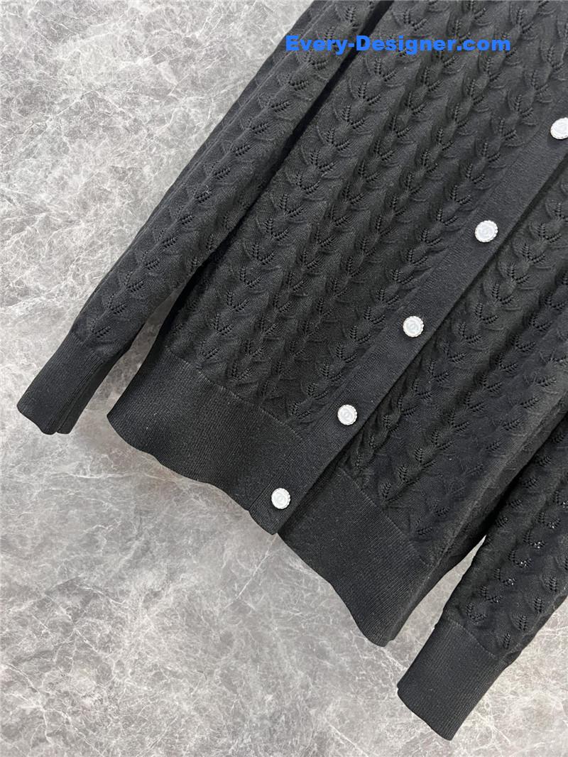 Ch**el single-breasted hollow knit cardigan replica d&g clothing