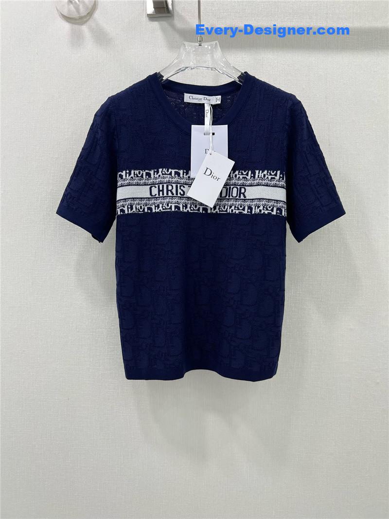 D10r obscure jacquard knitted short-sleeved top replica clothes