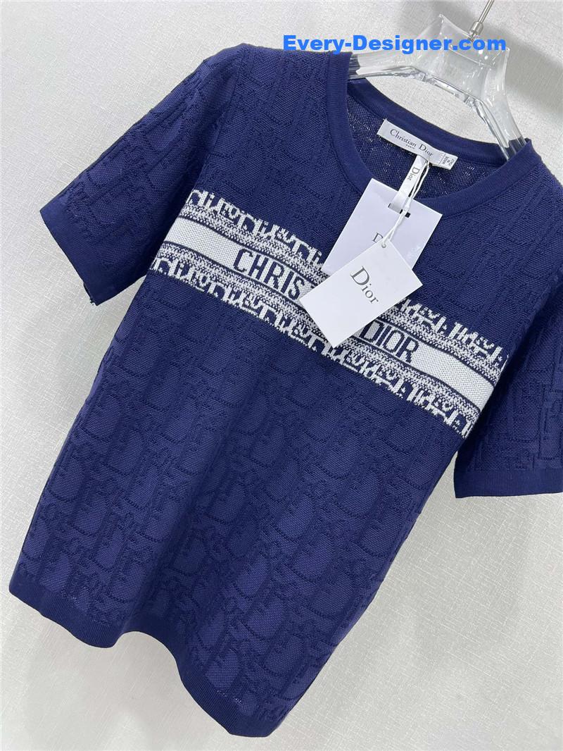D10r obscure jacquard knitted short-sleeved top replica clothes