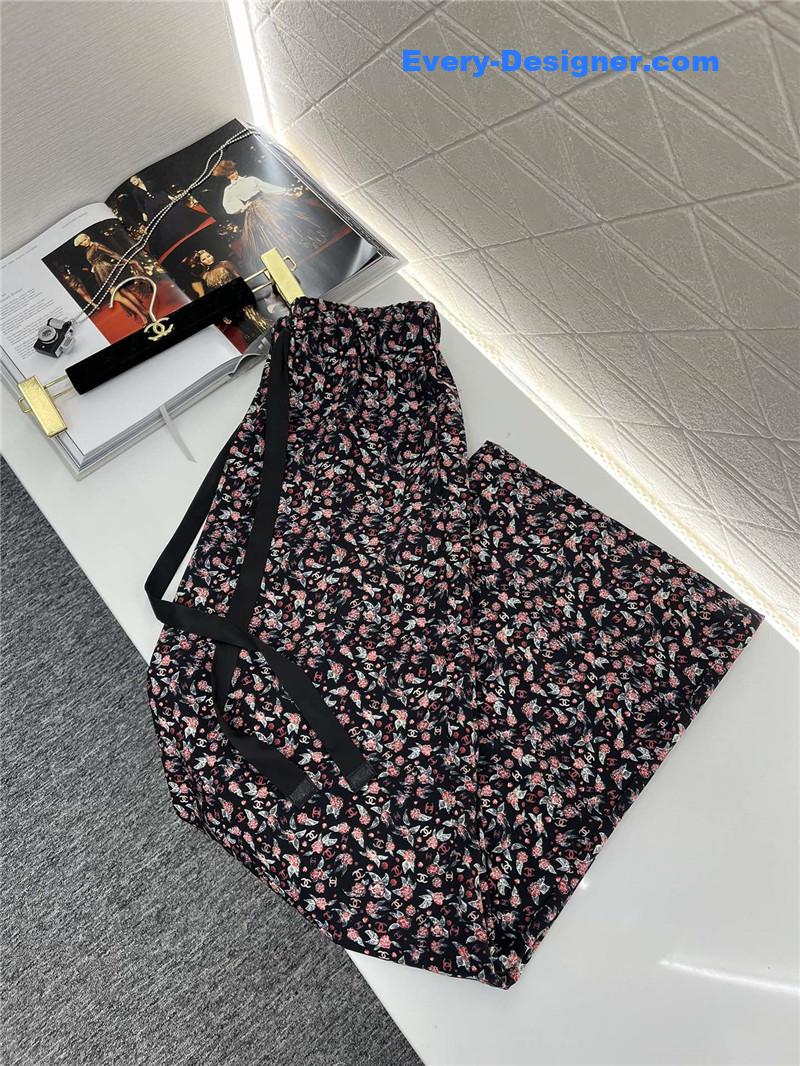 Ch**el floral straight trousers replica d&g clothing