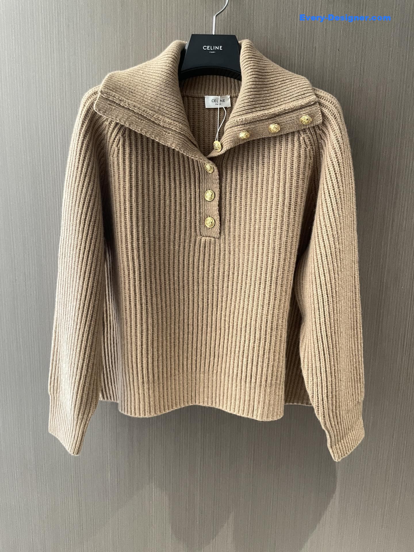 Ce1i*e beige ribbed vareuse sweater