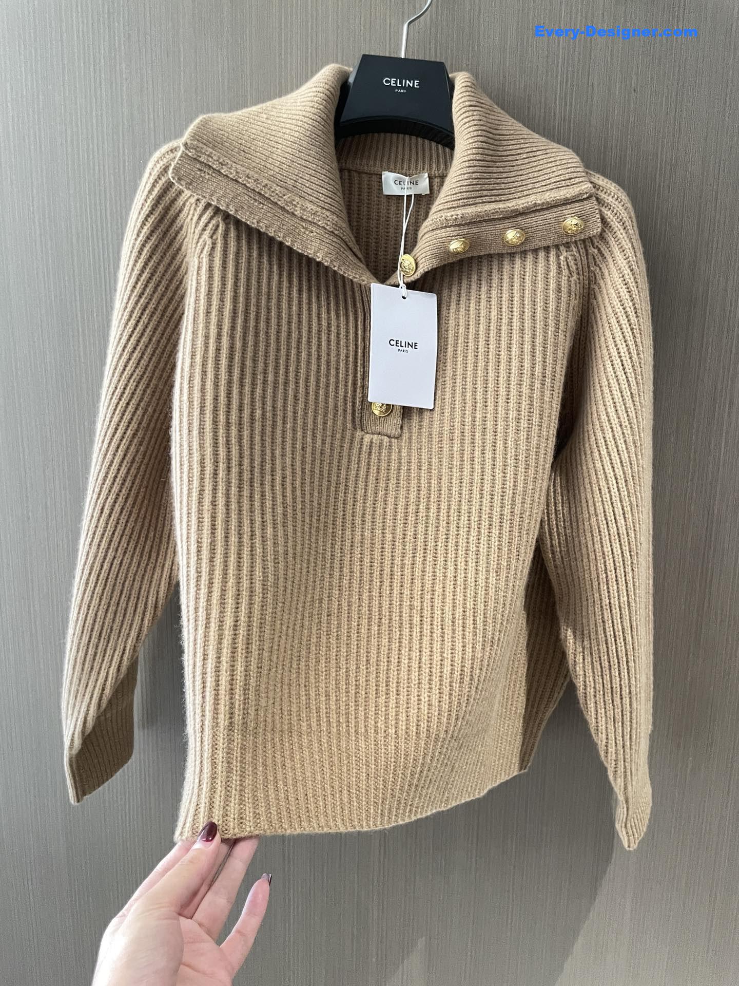 Ce1i*e beige ribbed vareuse sweater