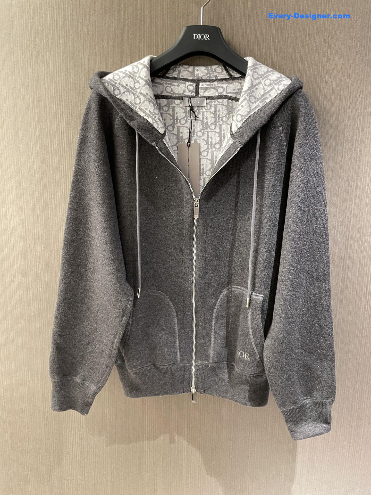 D10r icons double-sided zip hoodie grey