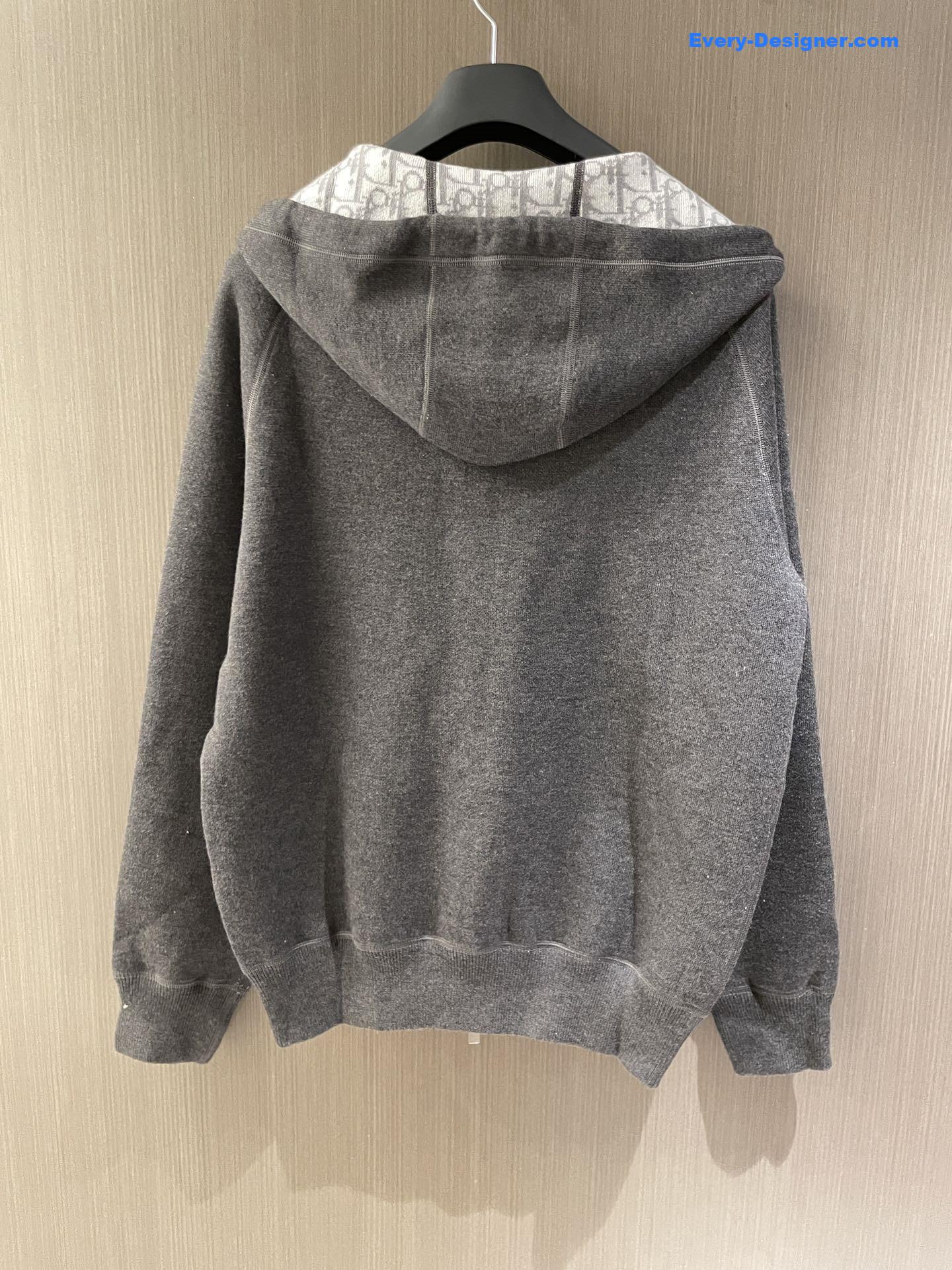 D10r icons double-sided zip hoodie grey