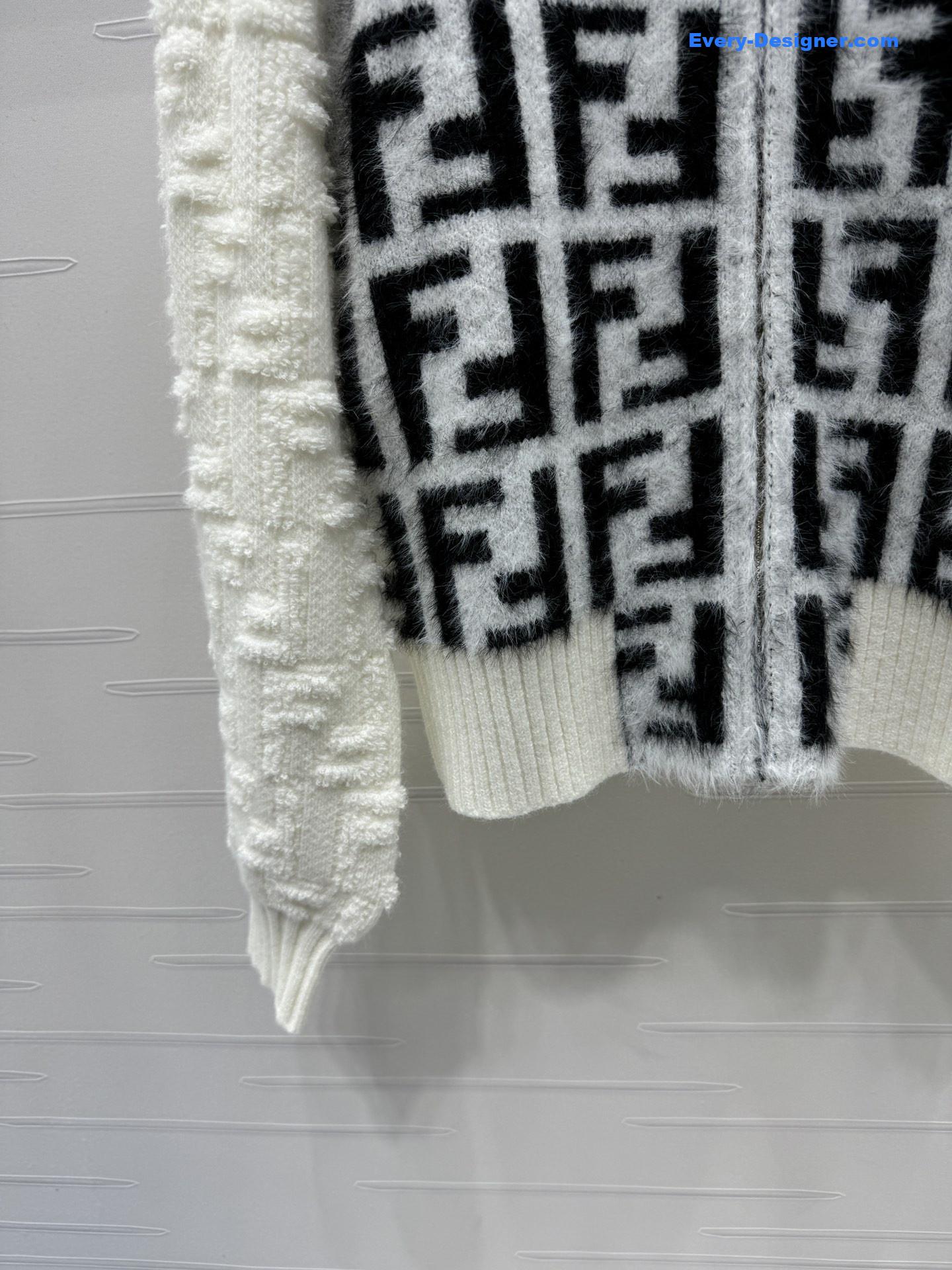 F**di ff zip-up bomber jacket white