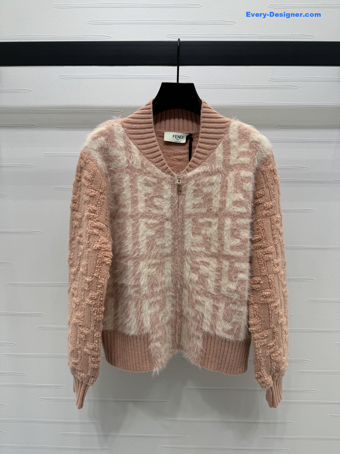 F**di ff zip-up bomber jacket pink