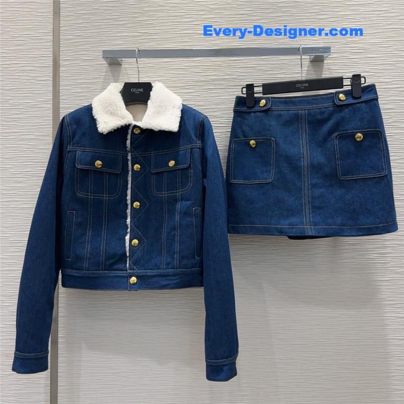 Ce1i*e cotton denim suit