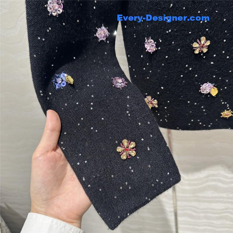 Ch**el beading trim cashmere cardigan