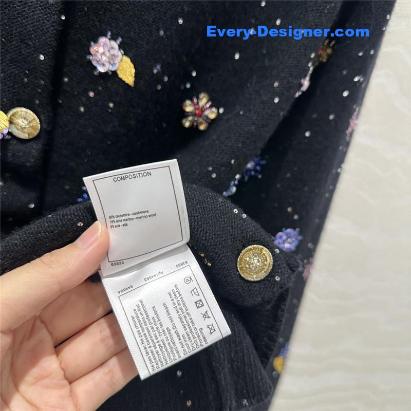 Ch**el beading trim cashmere cardigan