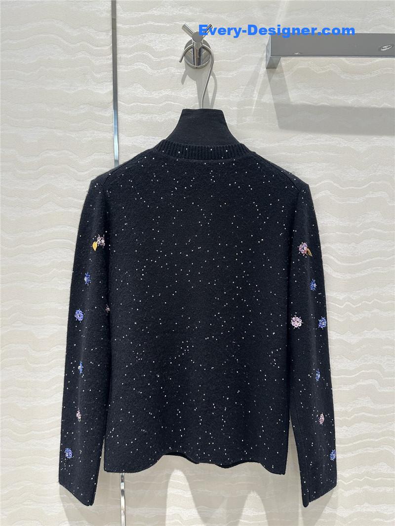 Ch**el beading trim cashmere cardigan