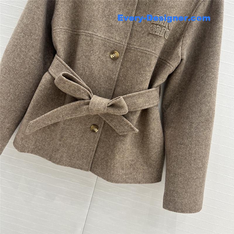 M1um1u wool collar jacket
