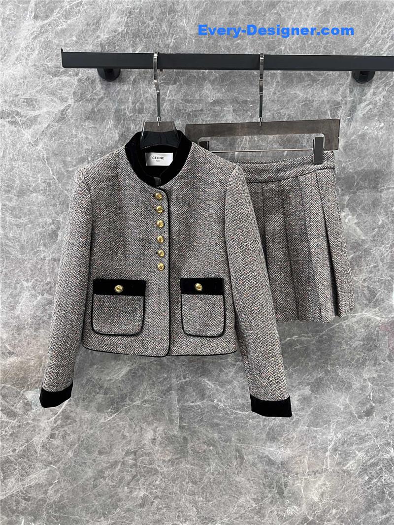 Ce1i*e short jacket + pleated skirt set