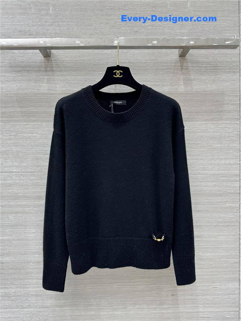 Versace Blend Knit Boxy Sweater Black